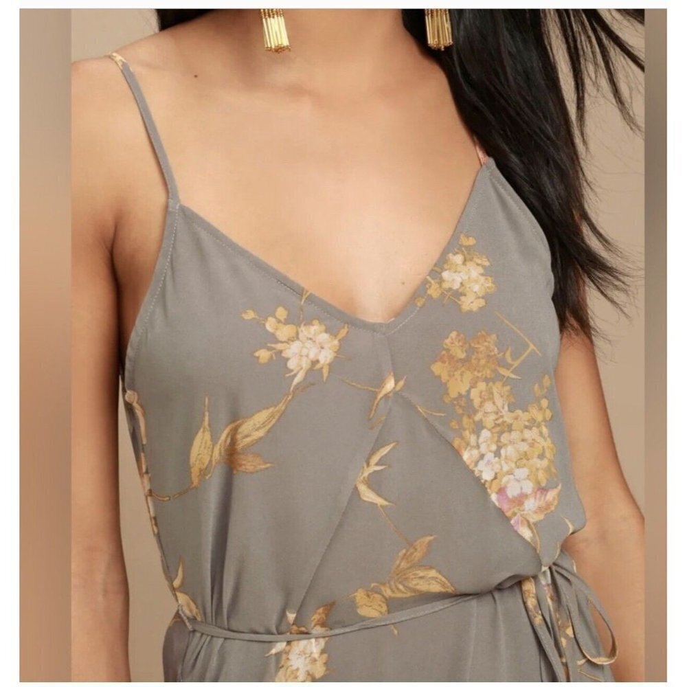 Lulu’s Feeling Freesia Gray Floral Print Maxi Dress Size Small A Sleeveless New - Picture 3 of 8